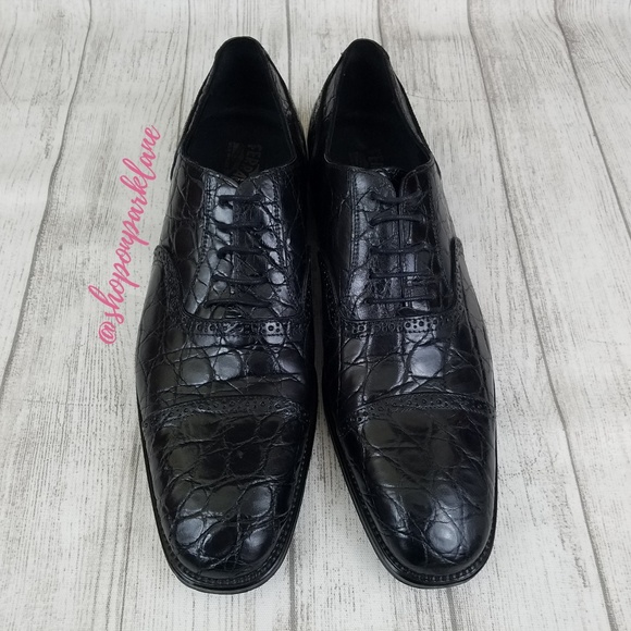 SOLD!! Ferragamo Puntala Nero Crocodile Oxfords - Picture 2 of 8